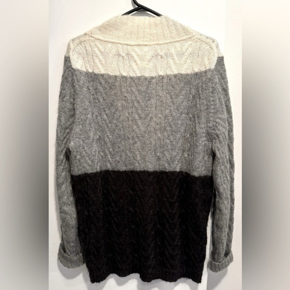Le31 Simons Mohair blend colorblock button cardigan gray cream black knit USM - Picture 5 of 5